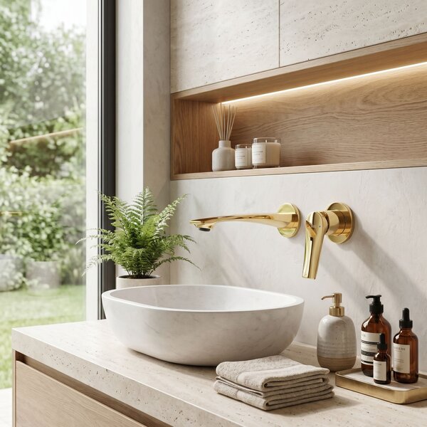 Miscelatore lavabo da incasso REA VISION Gold + BOX