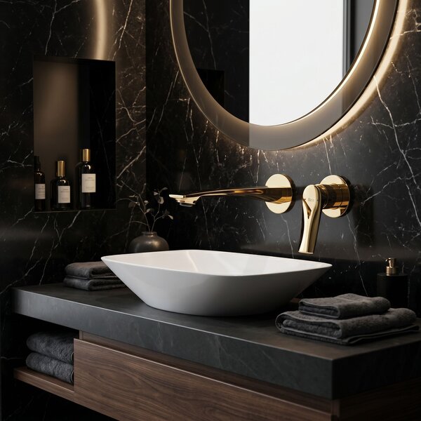 Miscelatore lavabo da incasso REA VISION Gold + BOX