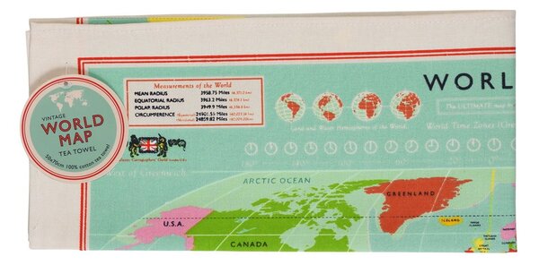 Asciugamano in cotone, 50 x 70 cm World Map - Rex London