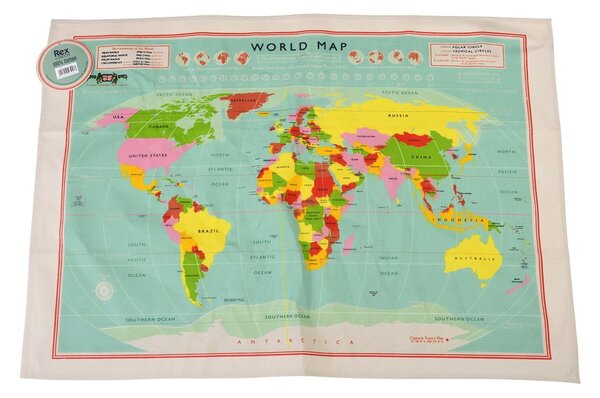 Asciugamano in cotone, 50 x 70 cm World Map - Rex London