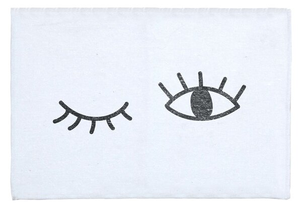 Tappeto da bagno bianco in misto cotone, 40 x 60 cm Eyes - Really Nice Things