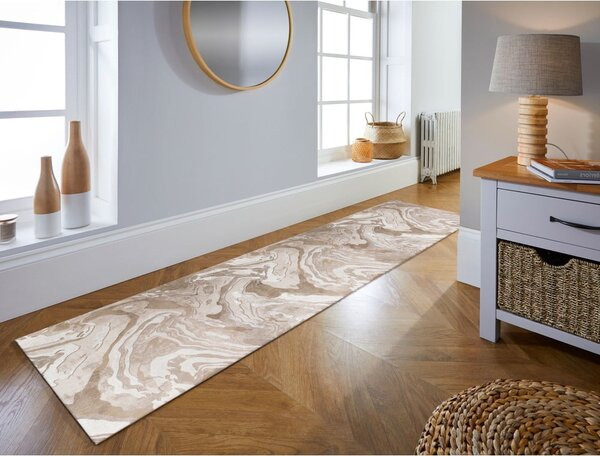Tappeto beige/naturale 80x300 cm Marbled - Flair Rugs