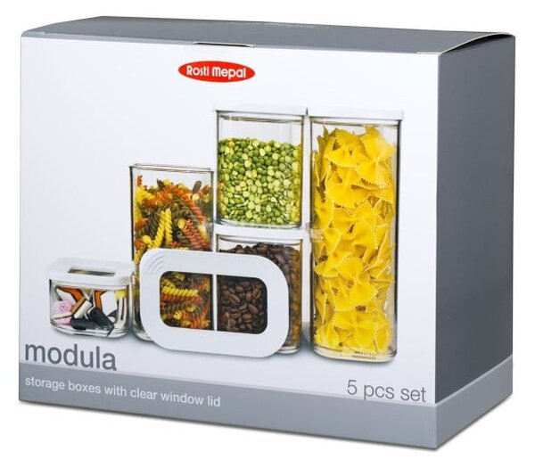 Vasetti per alimenti in set da 5 Modula White - Mepal
