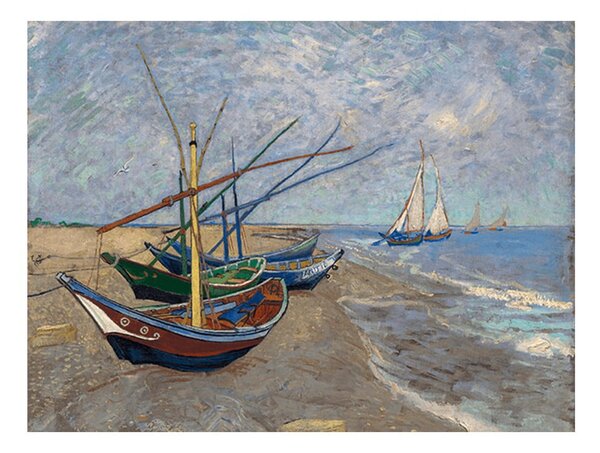 Riproduzione del dipinto di Vincent van Gogh "Barche da pesca sulla spiaggia di Les Saintes-Maries-de la Mer", 40 x 30 cm. Vincent van Gogh - Fishing Boats on the Beach at Les Saintes-Maries-de la Mer - Fedkolor