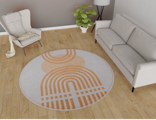 Tappeto rotondo giallo/grigio ø 160 cm - Vitaus