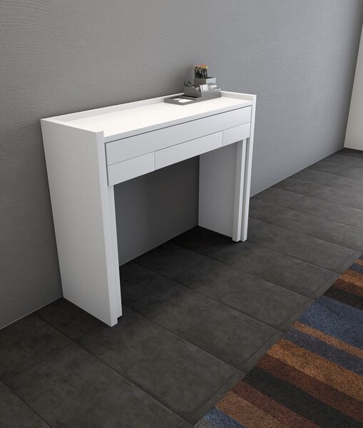 Tavolo da lavoro con piano bianco 36x110 cm Mel - Woodman