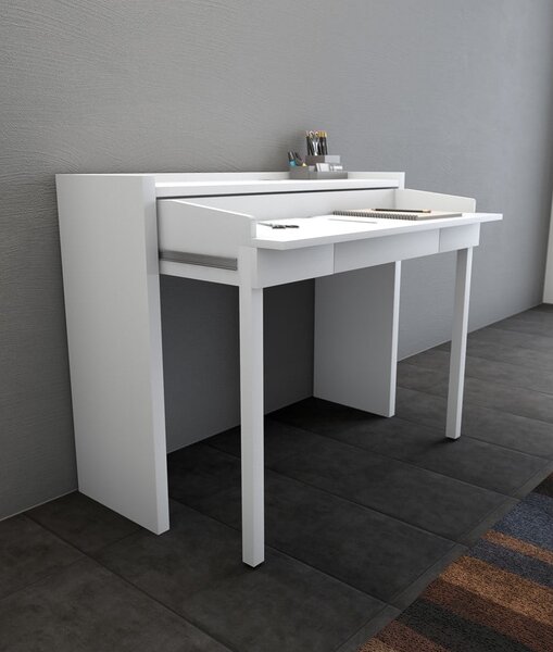 Tavolo da lavoro con piano bianco 36x110 cm Mel - Woodman