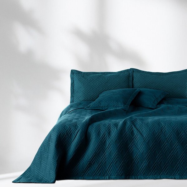 Copriletto color petrolio in microfibra con rivestimento trapuntato 170x210 cm Ophelia – Restilo