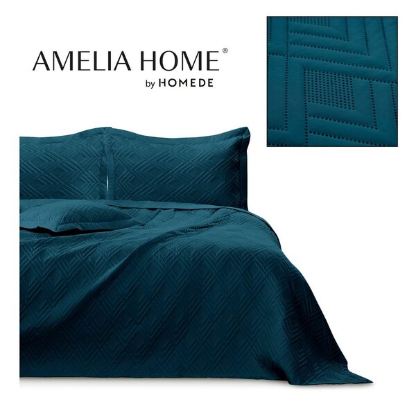 Copriletto color petrolio in microfibra con rivestimento trapuntato 170x210 cm Ophelia – Restilo