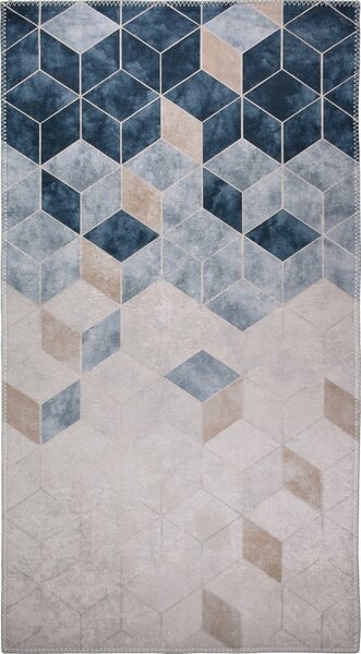 Tappeto lavabile blu scuro e crema 80x50 cm - Vitaus