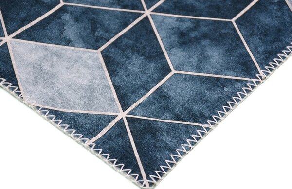 Tappeto lavabile blu scuro e crema 80x50 cm - Vitaus