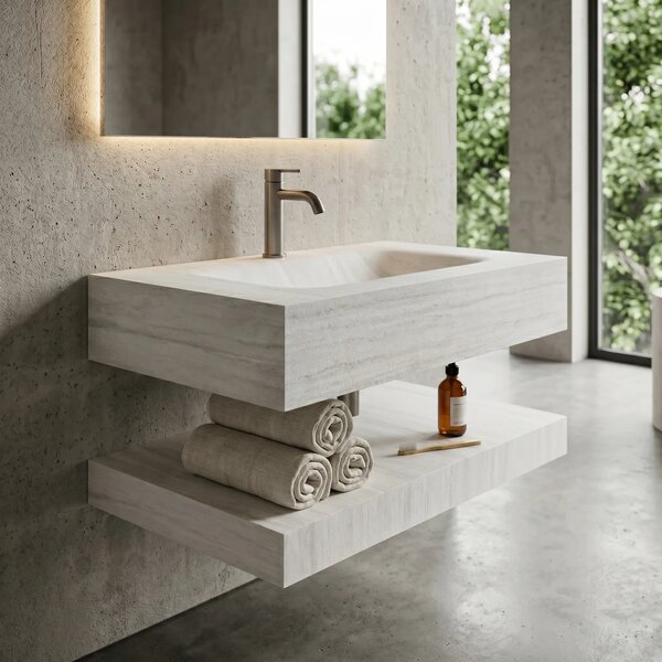 Lavabo sospeso con mensola Rea Apollo Muralto Roma 80