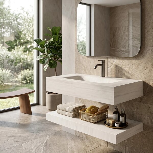 Lavabo sospeso con mensola Rea Apollo Muralto Roma 80