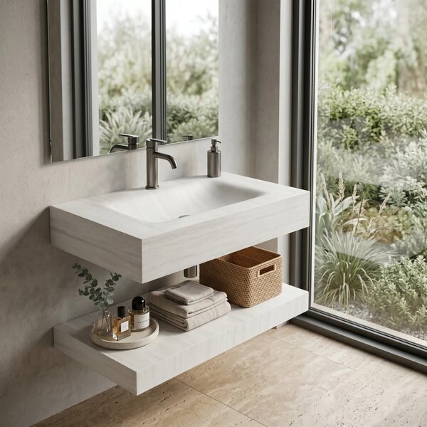 Lavabo sospeso con mensola Rea Apollo Muralto Roma 80