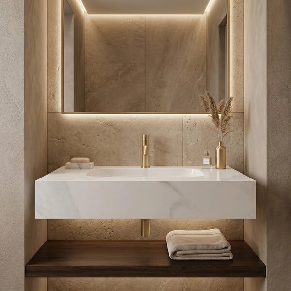 Lavabo sospeso REA Aresa Belt White 70
