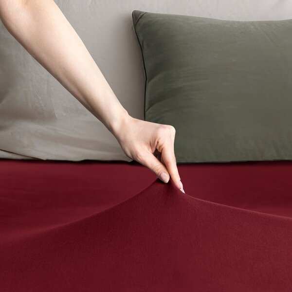 Lenzuolo con angoli burgundy in jersey 90x200 cm Amber – Restilo