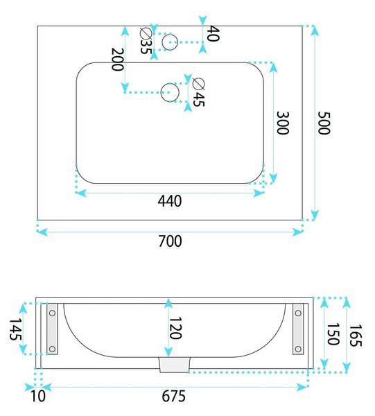 Lavabo sospeso REA Aresa Belt White 70