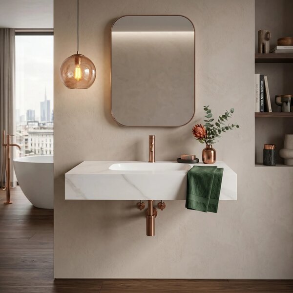 Lavabo sospeso REA Aresa Belt White 80