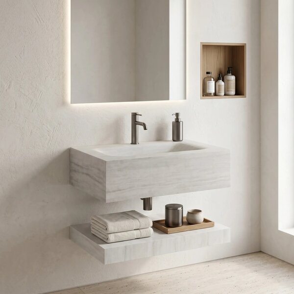 Lavabo sospeso con mensola Rea Apollo Muralto Roma 70