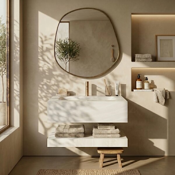 Lavabo da Parete con Mensola Rea Apollo Gran Cloud Sky 70