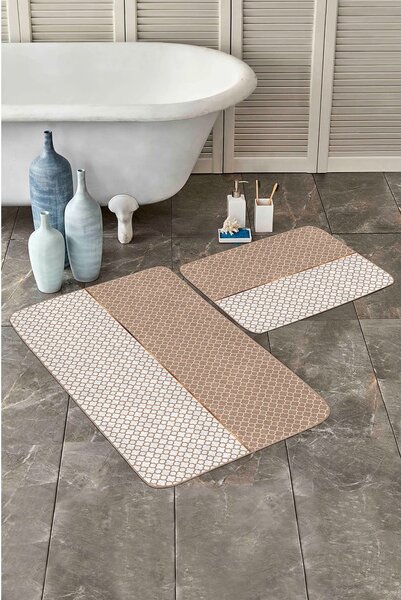 Tappeti da bagno beige in set da 2 100x60 cm - Minimalist Home World