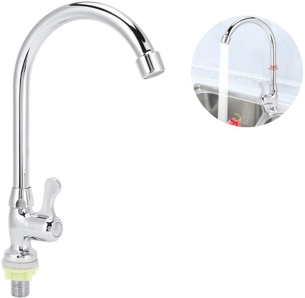 Rubinetto da cucina con attacco G1/2, beccuccio girevole ad arco alto, miscelatore monocomando, ideale per lavelli e ambienti esterni