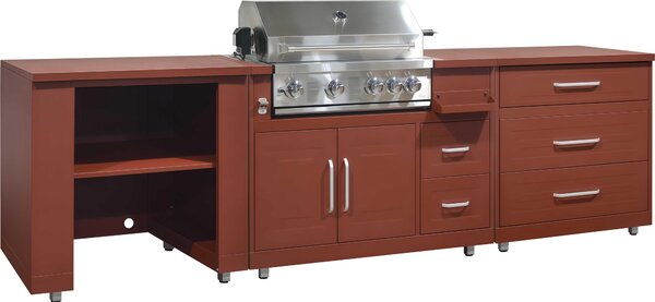 Cucina esterna a 3 moduli con barbecue in muratura - Oviala Memphis