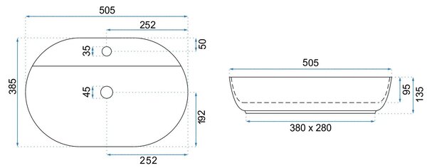 Lavabo da appoggio REA Aura 51 Kashmir