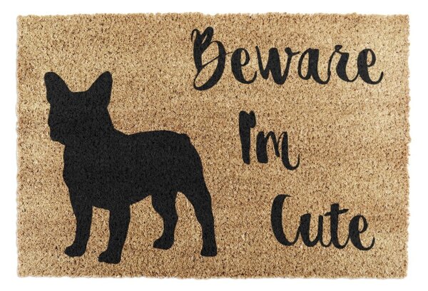 Zerbino in cocco 40x60 cm Beware I'm Cute French Bulldog - Artsy Doormats