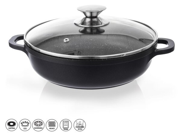 Casseruola antiaderente Pfluon Granit con coperchio in vetro , ⌀ 28 cm Grande - Orion