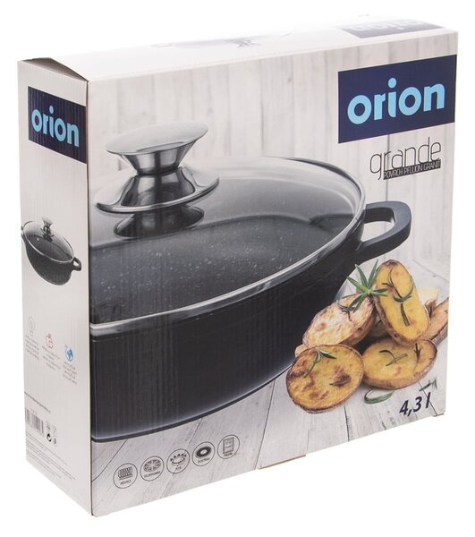 Casseruola antiaderente Pfluon Granit con coperchio in vetro , ⌀ 28 cm Grande - Orion