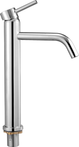 Miscelatore monocomando per lavello, rubinetto argentato cromato per lavelli da cucina, miscelatore per cucina con scarico a pulsante, adatto per bagni, camper, bar, rubinetto con arco alto