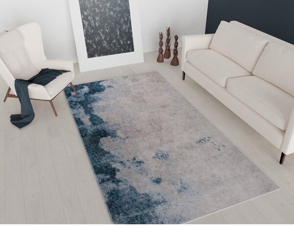 Tappeto lavabile blu e crema 230x160 cm - Vitaus