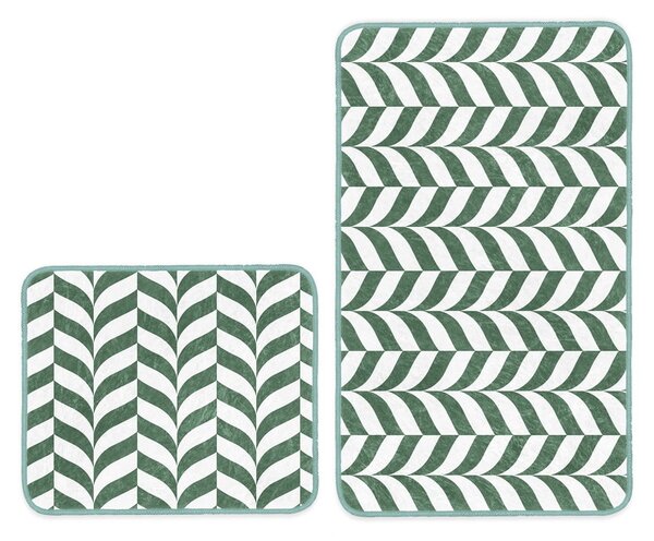Tappetini da bagno bianco-verde in set di 2 pezzi 60x100 cm - Mila Home