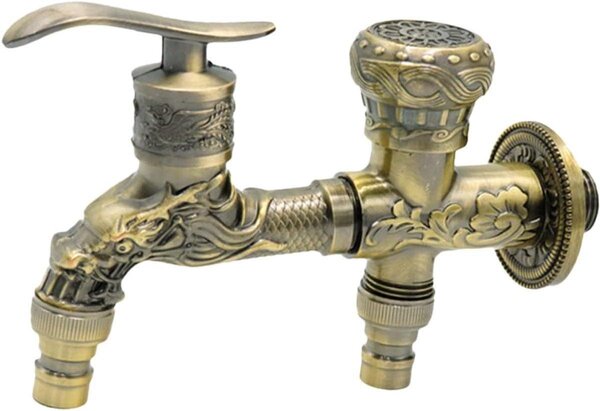 Rubinetto per lavabo a due maniglie, miscelatore per bagno, realizzato in lega di zinco anticata, per acqua fredda