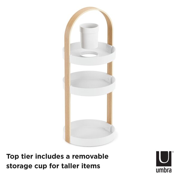Organizer da bagno in legno in colore bianco e naturale Bellwood - Umbra