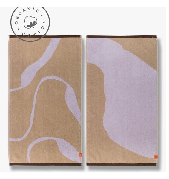 Set di 2 asciugamani in cotone biologico nei colori lavanda e marrone chiaro 50x90 cm Nova Arte - Mette Ditmer Denmark
