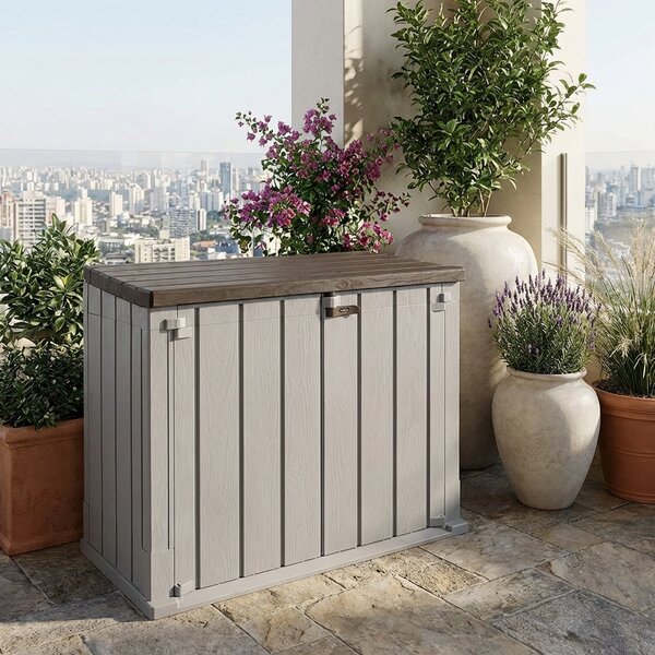 TOOMAX OUTLET - Cassapanca contenitore Baule da esterno in Resina Dim. 145x82x124 cm colore Beige/Marrone