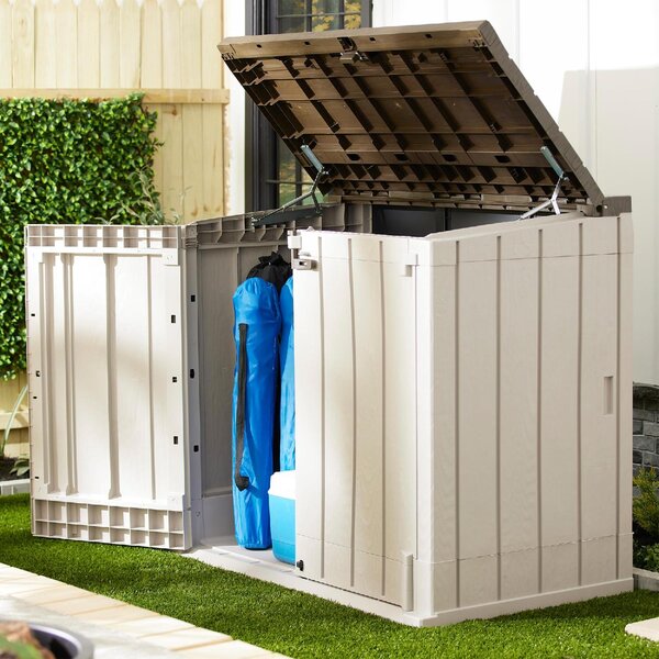 TOOMAX OUTLET - Cassapanca contenitore Baule da esterno in Resina Dim. 145x82x124 cm colore Beige/Marrone