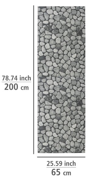 Tappetino da bagno in plastica grigio 65x200 cm Sassi - Wenko