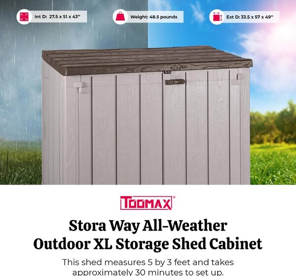 TOOMAX OUTLET - Cassapanca contenitore Baule da esterno in Resina Dim. 145x82x124 cm colore Beige/Marrone