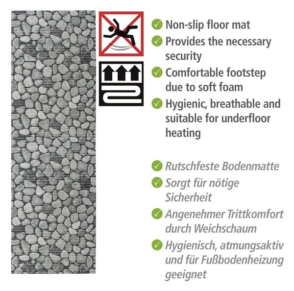 Tappetino da bagno in plastica grigio 65x200 cm Sassi - Wenko