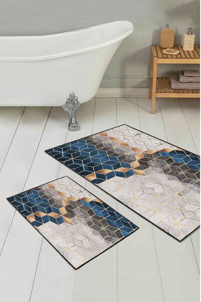 Tappetini da bagno grigio-blu in set di 2 pezzi 60x100 cm Optic - Mila Home