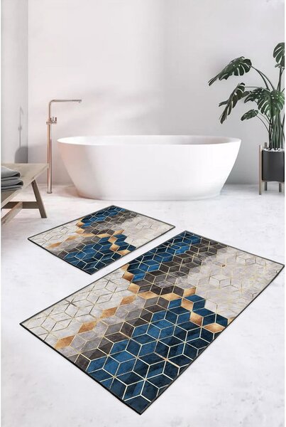 Tappetini da bagno grigio-blu in set di 2 pezzi 60x100 cm Optic - Mila Home