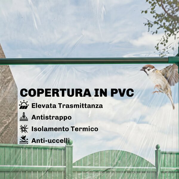 Outsunny Serra per Orto da Giardino con Ingresso a Zip e Presa d'Aria Superiore, in Plastica e Acciaio, 180x100x152 cm, Trasparente | Aosom Italy