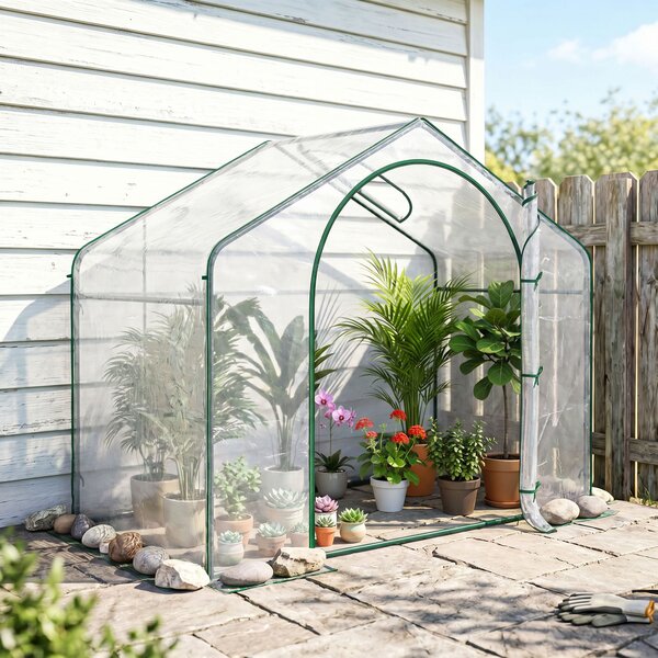 Outsunny Serra per Orto da Giardino con Ingresso a Zip e Presa d'Aria Superiore, in Plastica e Acciaio, 180x100x152 cm, Trasparente | Aosom Italy