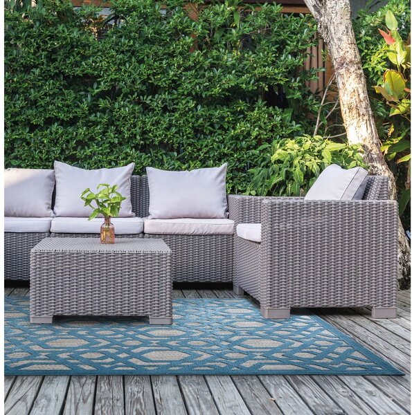 Tappeto blu per esterni 200x290 cm Oro - Flair Rugs
