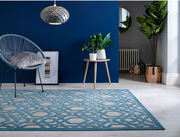 Tappeto blu per esterni 200x290 cm Oro - Flair Rugs