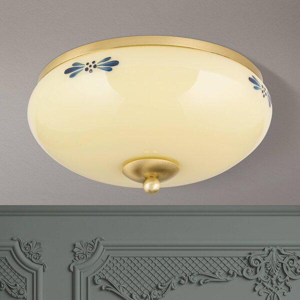 ORION Plafoniera soffitto Landhaus, dimmerabile, Crema / Ambra, Soggiorno / Sala da pranzo, Vetro, Campagna / Rustiche, Plafoniera