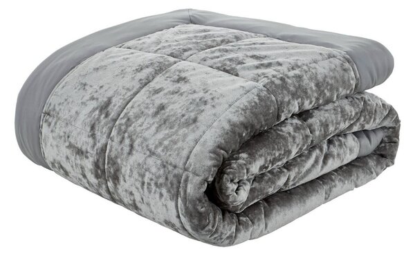 Copriletto trapuntato in velluto grigio per letto matrimoniale 220x220 cm Crushed - Catherine Lansfield
